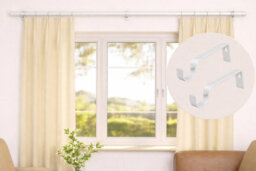 2X White Colour Heavy Duty Metal Curtain Pole Brackets 19mm Wall Support By Homeelabador - thumbnail 6