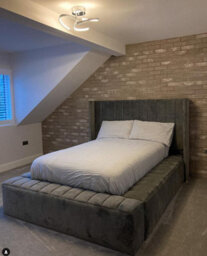 Stratus Interiors Lined Ambassador Platform Wing Back Bed Optional Gas Lift Storage - Pebble Plush - Slatted Base - thumbnail 5