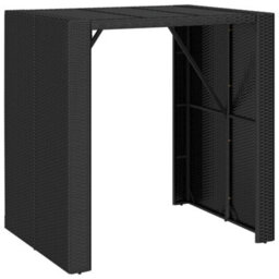 Berkfield 5 Piece Garden Bar Set Black Poly Rattan& Solid Wood Acacia - thumbnail 5