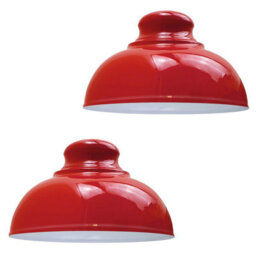 Red Metal Lamp Shades 2 Pack 29Cm, Easy Fit E27 Ceiling Pendant Light Shades, Modern Replacement Shades