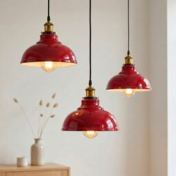 Red Metal Lamp Shades 2 Pack 29Cm, Easy Fit E27 Ceiling Pendant Light Shades, Modern Replacement Shades - thumbnail 9