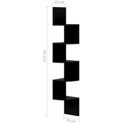 Berkfield Wall Corner Shelf High Gloss Black 19X19X123 Cm Engineered Wood - thumbnail 7