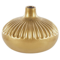 Beliani Decorative Vase Cercei Stoneware 20 Cm Gold