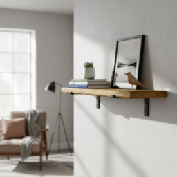 Toolty Rustic Handmade Wall Shelf, Wall Mounted, 20Cm X 14.5Cm Down Design, Old Oak, Handcrafted Vintage Style
