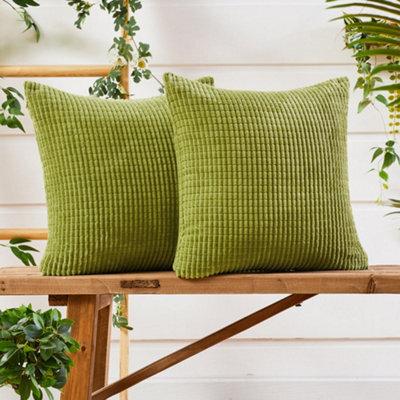 Deconovo Set Of 2 Corduroy Cushion Covers 55Cm X 55Cm, 22X22 Inches Grid Throw Pillowcases For Living Room(Citronelle, 2 Pieces) - image 1