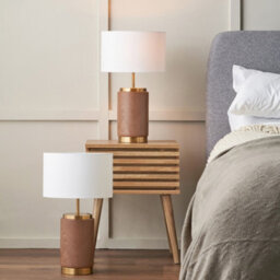 Pacific Lifestyle Set Of 2 Carrara Wood Effect Ceramic Table Lamp