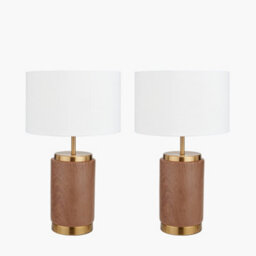Pacific Lifestyle Set Of 2 Carrara Wood Effect Ceramic Table Lamp - thumbnail 2
