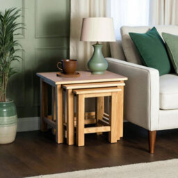 Surrey Oak Set Of 3 Nest Of Tables - Fully Assembled By Roseland Furniture - thumbnail 2