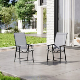 Breeins Set Of 2 Outdoor Garden Patio Furniture Folding Chairs Outdoor Bistro Dining Chairs Black Back Metal Frame Chairs With Armrests - thumbnail 2