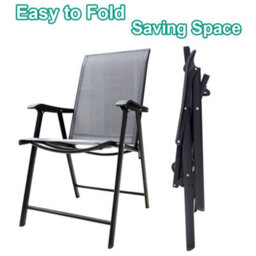 Breeins Set Of 2 Outdoor Garden Patio Furniture Folding Chairs Outdoor Bistro Dining Chairs Black Back Metal Frame Chairs With Armrests - thumbnail 3