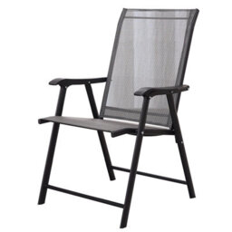 Breeins Set Of 2 Outdoor Garden Patio Furniture Folding Chairs Outdoor Bistro Dining Chairs Black Back Metal Frame Chairs With Armrests - thumbnail 4