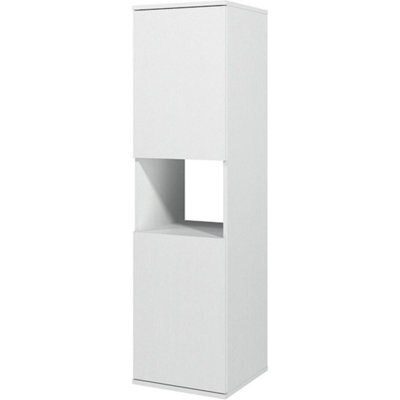 Modern White Bathroom Storage Cabinet - 1100mm Tall, 5 Shelves, Easy Assembly - image 1