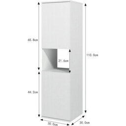 Modern White Bathroom Storage Cabinet - 1100mm Tall, 5 Shelves, Easy Assembly - thumbnail 2