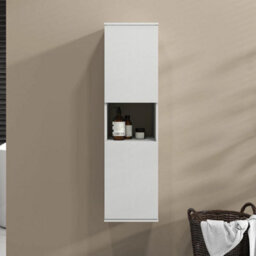 Modern White Bathroom Storage Cabinet - 1100mm Tall, 5 Shelves, Easy Assembly - thumbnail 3