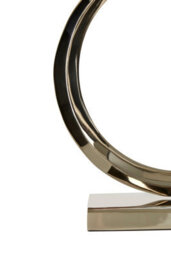 Orsina Modern Black And Silver Table Lamp With Crescent Ring Base, High Gloss Nickel Finish Stainless Steel Lamp - thumbnail 3