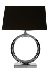 Orsina Modern Black And Silver Table Lamp With Crescent Ring Base, High Gloss Nickel Finish Stainless Steel Lamp