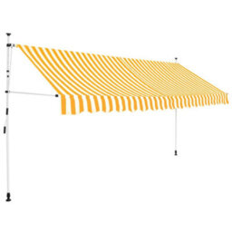 Berkfield Manual Retractable Awning 350 Cm Orange And White Stripes - thumbnail 1