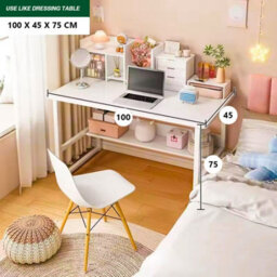 Computer Office Desk For Student And Work- Desk With Shelf - Modern Computer Desks - Home Office (100X45X75Cm) - thumbnail 4