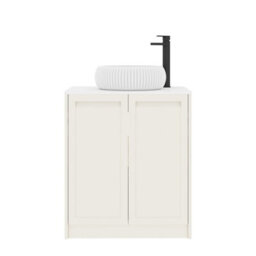 Royal Bathrooms Royal Bathroom Elmore 700mm Classic White Freestanding Bathroom Vanity Unit 2 Door Plain White Worktop With Milan Basin - thumbnail 7