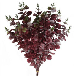 Leaf Pack Of 6 X 100Cm Artificial Eucalyptus Foliage Burgundy - thumbnail 1
