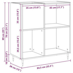 Walplus Record Cabinet Artisan Oak 85 X 38 X 89 Cm Engineered Wood - thumbnail 9