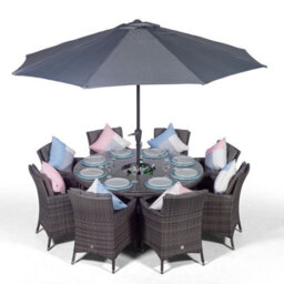 That's Furniture Savannah Round 8 Seater Rattan Dining Set With Ice Bucket Drinks Cooler - Grey - thumbnail 2