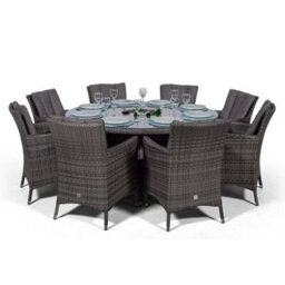 That's Furniture Savannah Round 8 Seater Rattan Dining Set With Ice Bucket Drinks Cooler - Grey - thumbnail 4
