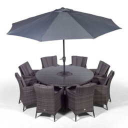 That's Furniture Savannah Round 8 Seater Rattan Dining Set With Ice Bucket Drinks Cooler - Grey - thumbnail 5