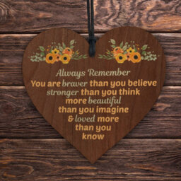 Red Ocean Braver Stronger Beautiful Plaque Wooden Hanging Heart Friendship Gift Motivational Gifts For Her - thumbnail 5