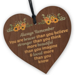 Red Ocean Braver Stronger Beautiful Plaque Wooden Hanging Heart Friendship Gift Motivational Gifts For Her