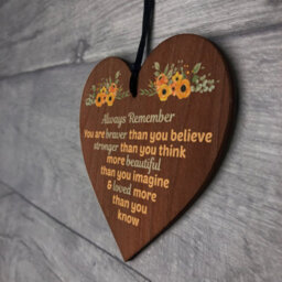 Red Ocean Braver Stronger Beautiful Plaque Wooden Hanging Heart Friendship Gift Motivational Gifts For Her - thumbnail 7