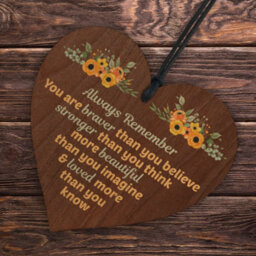 Red Ocean Braver Stronger Beautiful Plaque Wooden Hanging Heart Friendship Gift Motivational Gifts For Her - thumbnail 6