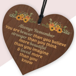 Red Ocean Braver Stronger Beautiful Plaque Wooden Hanging Heart Friendship Gift Motivational Gifts For Her - thumbnail 2