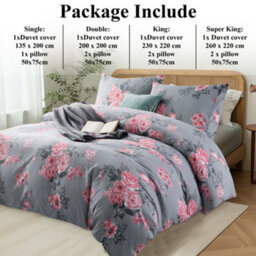 Aspire Homeware Printed Microfiber Duvet Cover Set, Flowers Bouquet Reversible, King, (L)220Cm X (W)230Cm - thumbnail 6