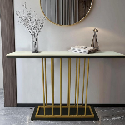 Xample Large 120Cm Sintered Stone Console Table Modern Narrow Entryway Sofa Table With Metal Frame,elegant Hallway & Living Furniture - image 1