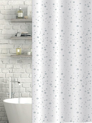 Showerdrape Droplets White Shower Curtain - image 1