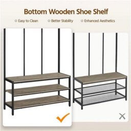 Industrial Large Coat Rack Stand With 24 Hooks And Shoe Bench For Entryway - thumbnail 6