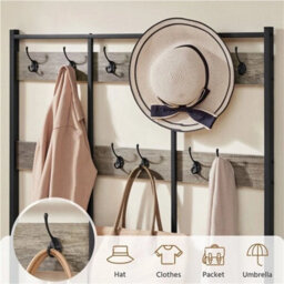 Industrial Large Coat Rack Stand With 24 Hooks And Shoe Bench For Entryway - thumbnail 5