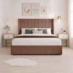 Luxury Mink Plush Milan Double Bed Frame With Mattress 54 Inches Wingback Headboard 2 Footend Storage Drawers - thumbnail 4