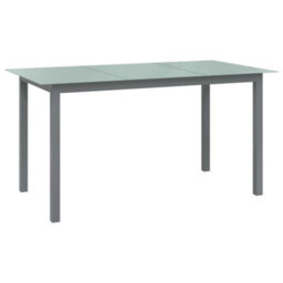 Berkfield Garden Table Light Grey 150X90X74 Cm Aluminium And Glass - thumbnail 1