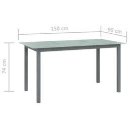 Berkfield Garden Table Light Grey 150X90X74 Cm Aluminium And Glass - thumbnail 5