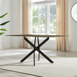 Furniturebox Uk Leonardo 6-Seater Dining Table With Grey Glass Marble Effect Top And Black Legs - thumbnail 3