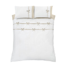 Catherine Lansfield Bedding Milo Bow Super King Duvet Cover Set With Pillowcases Natural - thumbnail 5