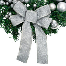 Globrite Christmas Wreath - 40 Cm,silver - With Bows Baubles & Lantern - Front Door Outdoor Christmas Decoration For Home Décor - thumbnail 6