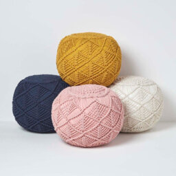 Homescapes Mustard Crochet Knitted Pouffe 35 X 40 Cm - thumbnail 5