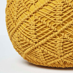 Homescapes Mustard Crochet Knitted Pouffe 35 X 40 Cm - thumbnail 4
