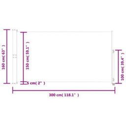Walplus Patio Retractable Side Awning Garden Sun Shade Canopy Gazebo For Back Door, Porch, Patio 160 X 300 Cm Cream - thumbnail 9