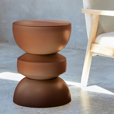 Sweeek - Side Table End Table Nightstand Metal Terracotta 32X32X43.5 Cm - Assa - image 1
