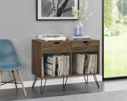 Novogratz Concord Turntable Stand With 2 Drawers Walnut Look - thumbnail 3