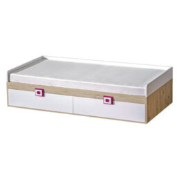 Nico Iii Modern Youth Bedroom Furniture Set Light Oak Front White Grips Pink - thumbnail 5